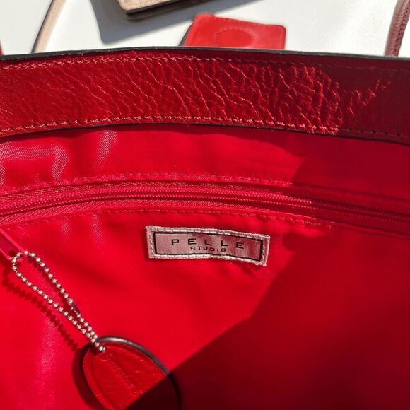 Pelle Studio Genuine Red Leather Shoulder Bag Vintage-Inspired Structured Tote - Picture 8 of 10
